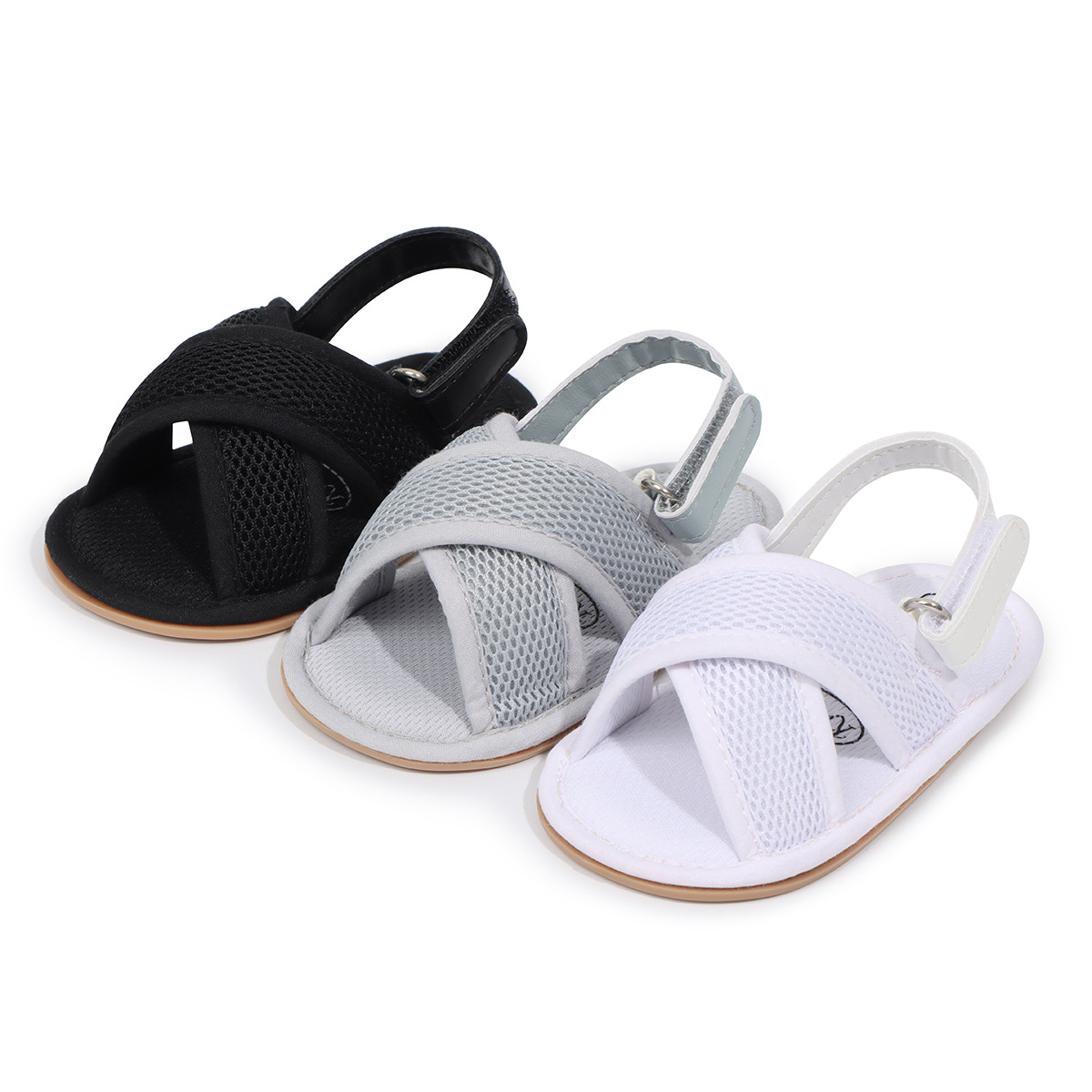 Summer New Baby Shoes for Men and Women 3-6-12 Months Open-Toe Breathable Sandals Soft Rubber Sole Non-Slip Toddler Shoes