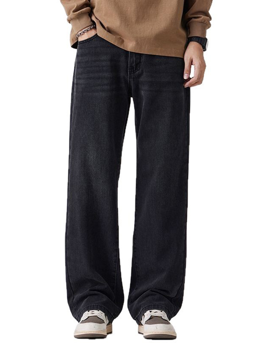 Shanggu ropa de hombre| Primavera nuevos jeans de hombre tendencia relajada recta casual versátil pantalones largos de lujo ligero hombre