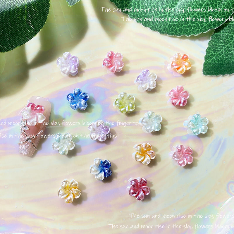 Two-Color Smudged Frangipani Nail Art Jewelry Luminous Soft Flower Resin Accessories Design Five-Petal Flower Earrings Accessories