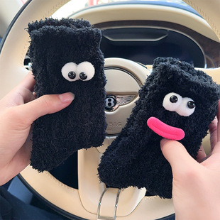 Ugly and Funny Socks for Women, Mid-Calf Socks, Autumn and Winter Floor Sleeping Socks, Coral Velvet Home Furry, Cute and Warm