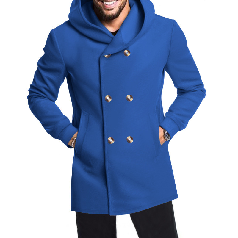 2024 New Men's Mid length Slim Fit Windbreaker Hooded Casual Solid Coat_voghion.com