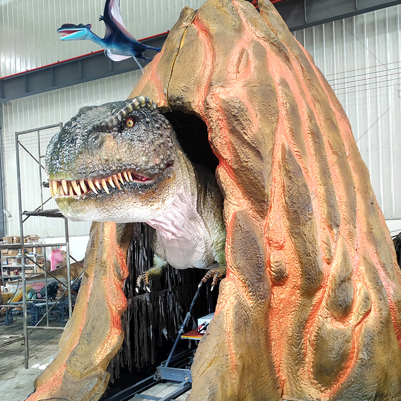 Simulación de dinosaurio T. rex esponja de silicona de alta densidad maquinaria móvil juego eléctrico simulación de escultura de dinosaurio