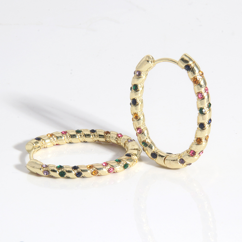 Fashion Alloy Mixed Color Zircon Earrings display picture 7