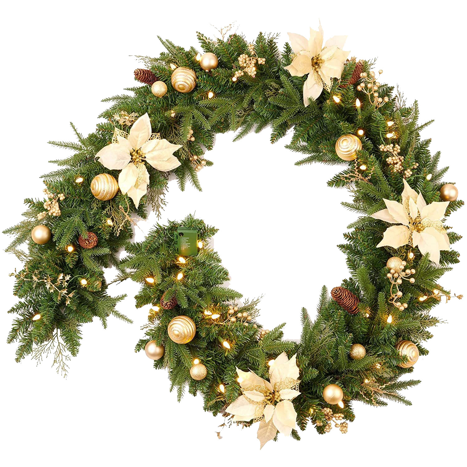 クリスマス赤果松果クリスマス藤条180cm/2.7メートル暗号化ランプ付きクリスマス装飾藤条門藤門飾り