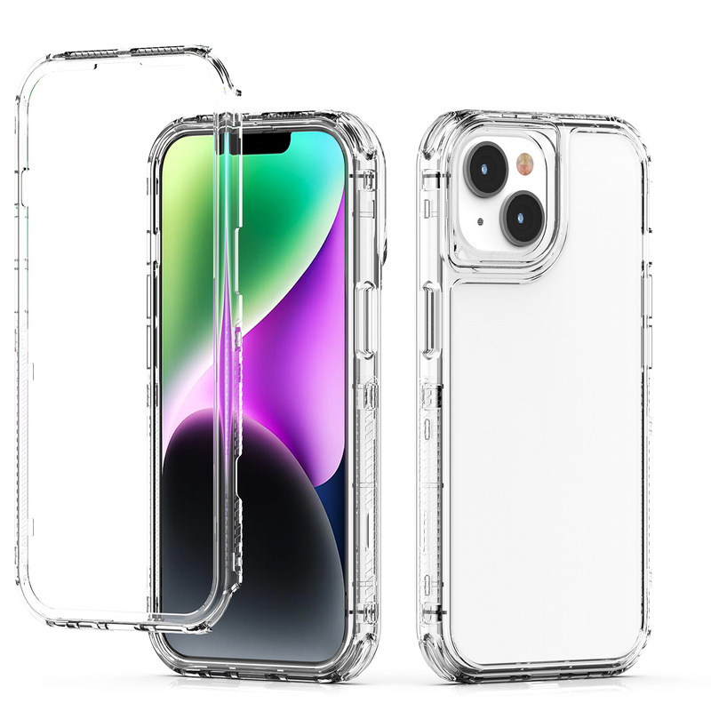 Suitable for Apple 16Pro 15 14 Tecno Oppo Moto Honor Transparent Three-In-One Mobile Phone Protective Case