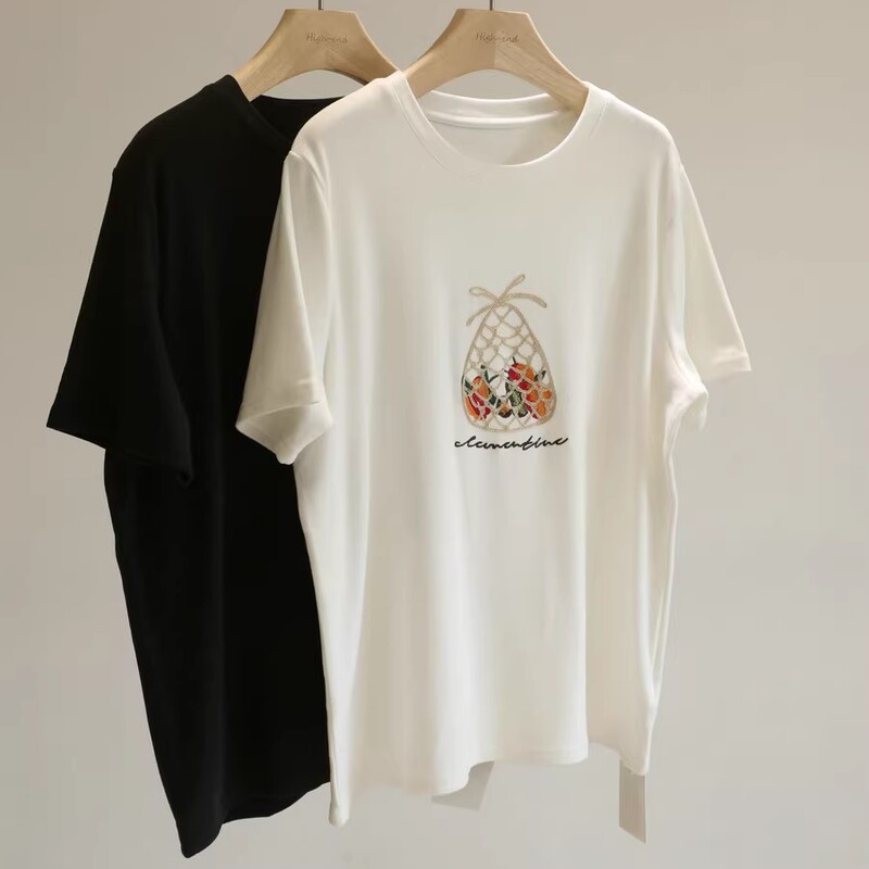 Stylish and Comfortable Online Now! White Printed Fleece-Lined Short-Sleeve T-Shirt for Women, Loose Fit, Versatile Round Neck Base Shirt Top Stylish and Comfortable Online Now! White Printed Fleece-Lined Short-Sleeve T-Shirt for Women, Loose Fit, Versatile Round Neck Base Shirt Top