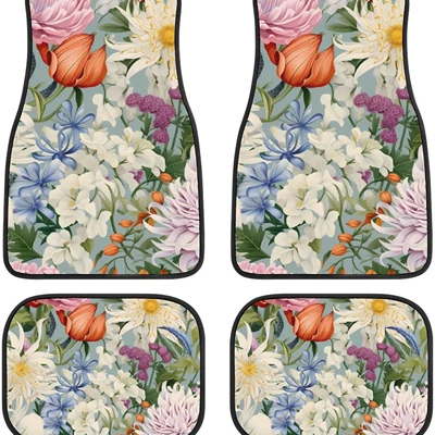 Avtomobil döşəmə paspasları — Retro Flower Crystal Velvet - car-floor-mats-4-two-pairs-of-35454868cm