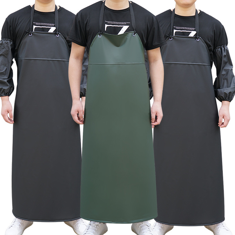 Labor Protection Apron Waterproof and Oil-Proof Apron Kitchen Canteen Meal Extended Pvc Leather Apron Industrial Halter Apron