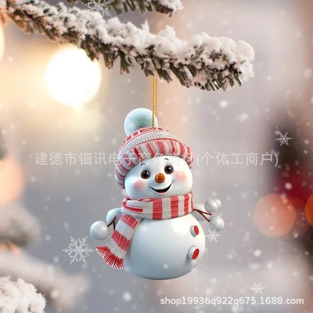 国境を越えた新製品アクリルかわいいアニメクリスマス雪だるま自動車掛け家クリスマスツリー飾り飾り飾り|undefined