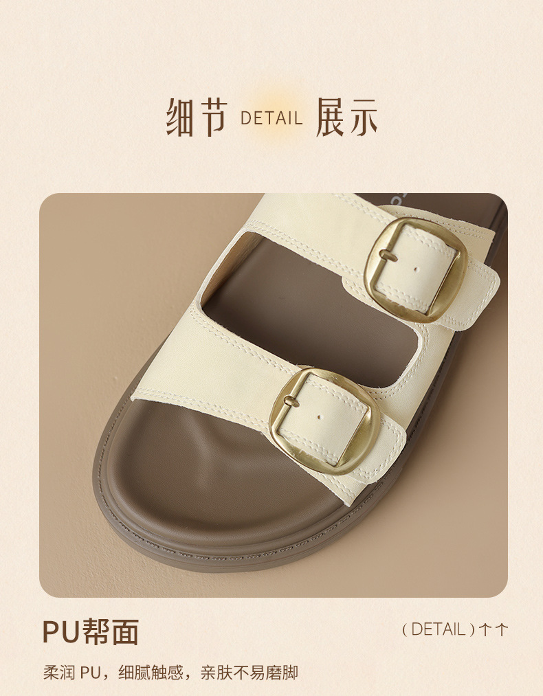Dép sandal nữ xỏ ngón đế bệt kiểu Birkenstock — AY352 Xanh dương chi tiết 14