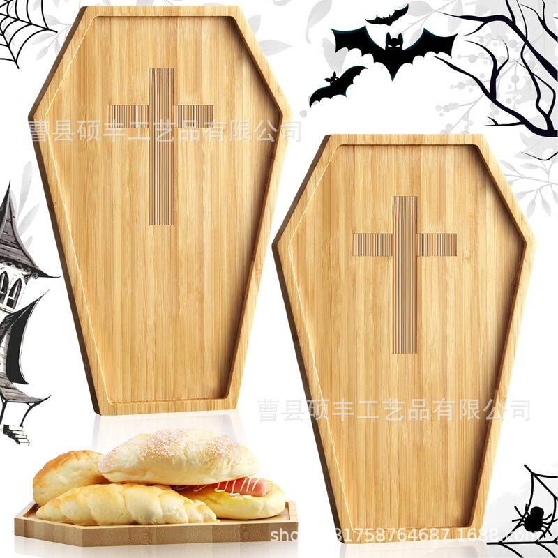 Wooden Coffin Dinner Plate Gothic Holiday Party Decorative Plate Venue Layout Props Fruit Snack Tray Wooden Coffin Dinner Plate Gothic Holiday Party Decorative Plate Venue Layout Props Fruit Snack Tray