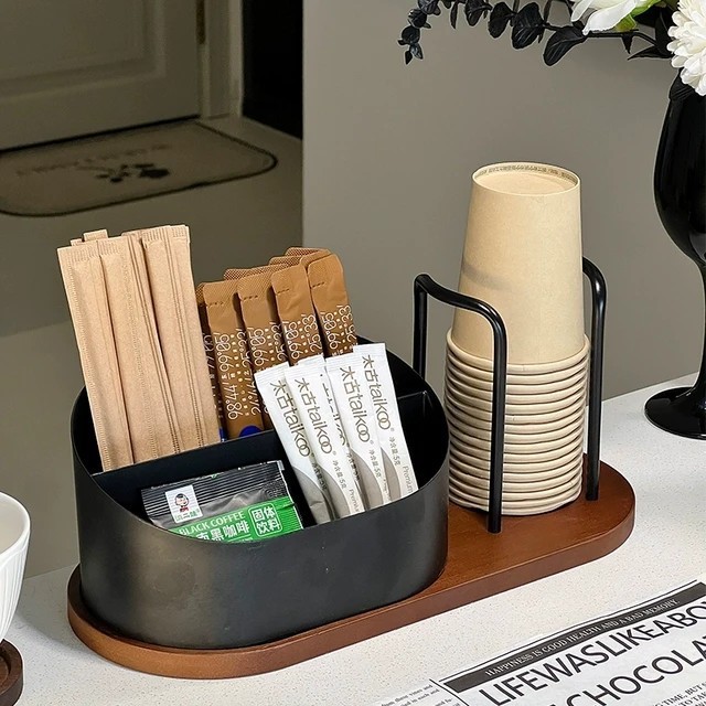 中古风纸杯架一次性杯子取杯器桌面茶几收纳置物架咖啡杯杯架茶杯|undefined