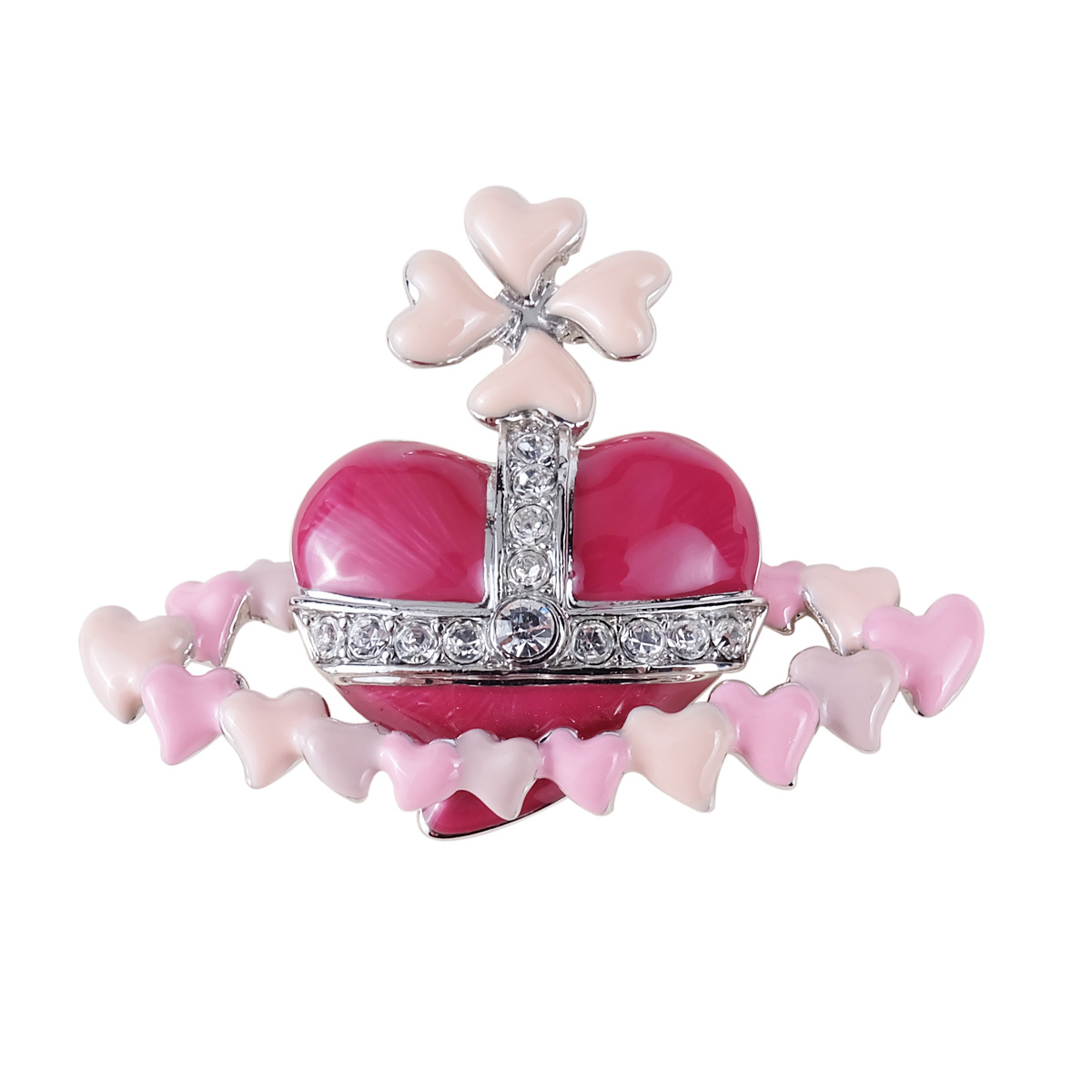 粉色爱心环绕爱心胸针