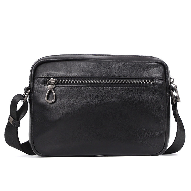 Túi đeo chéo nam da bò thật kiểu vuông nhỏ 29×11×17 cm — Màu đen chi tiết 7