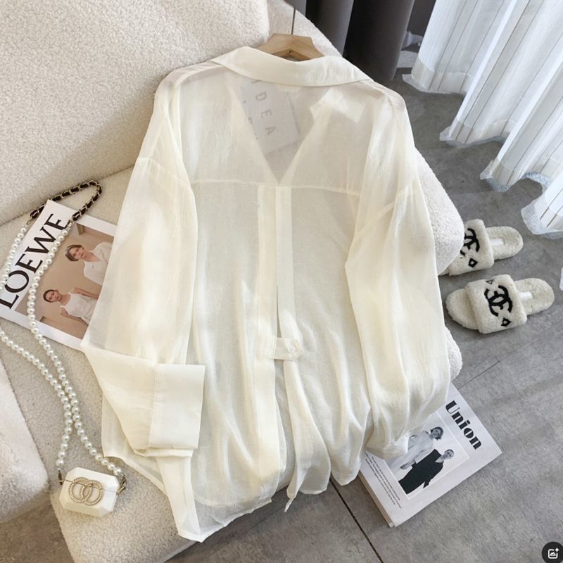 Back-Slit Chiffon Sun-Protective Shirt for Women, Summer 2025 New Korean Style Loose and Stylish Thin Cardigan Jacket