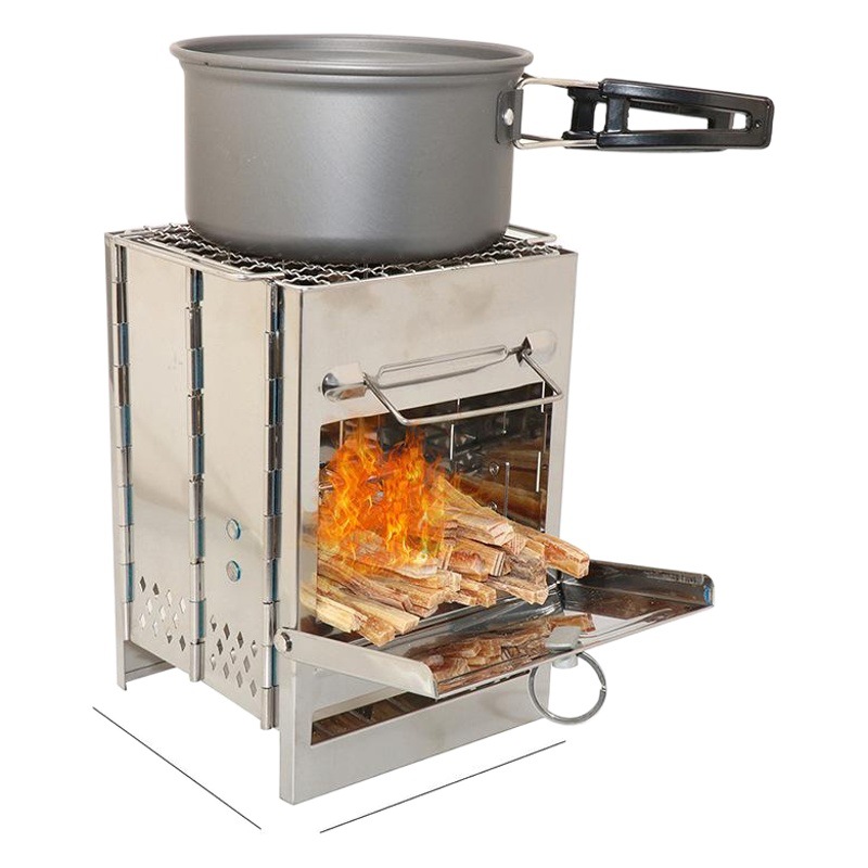 Square firewood stove outdoor barbecue mini barbecue grill BBQ camping heating stove picnic folding barbecue grill