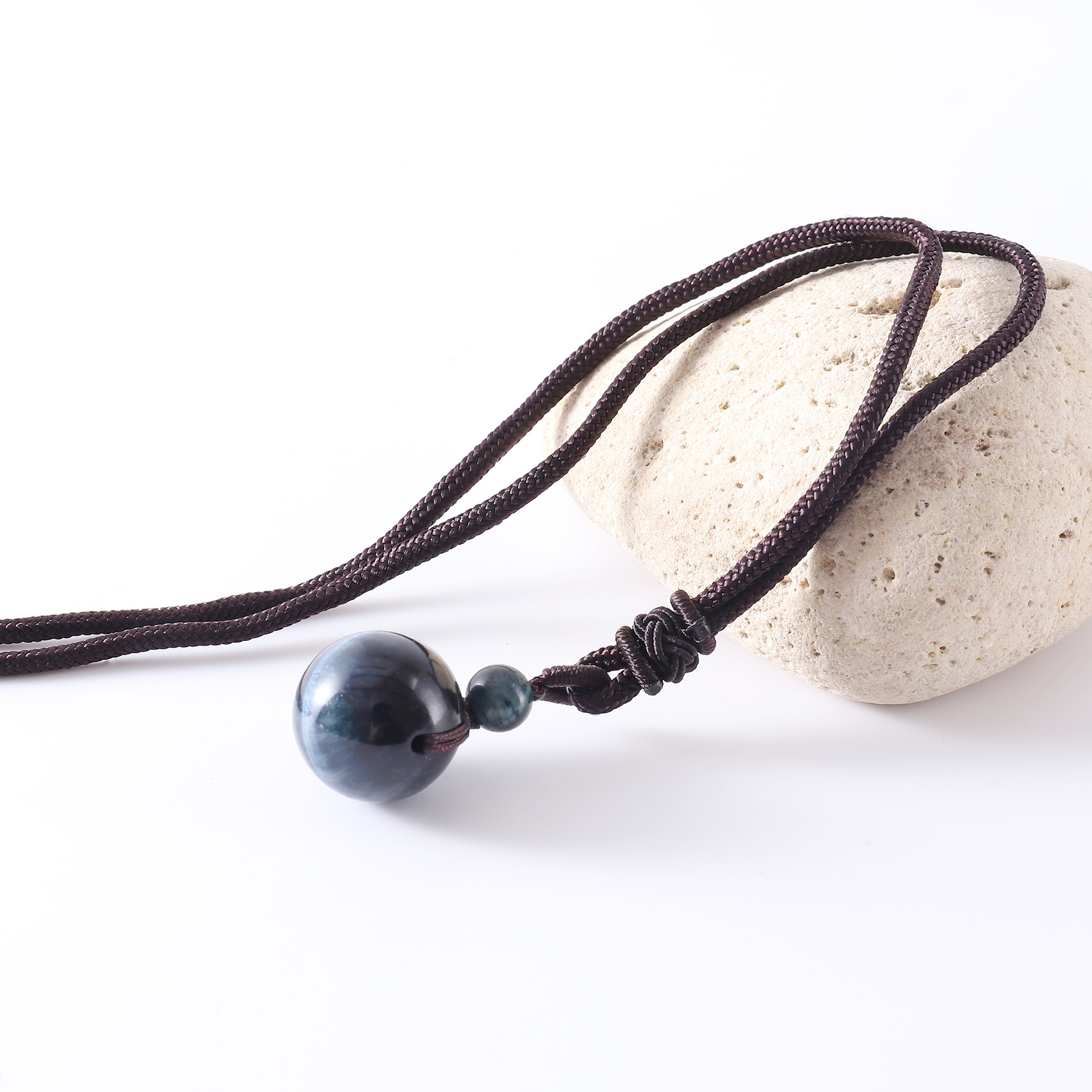 Collar de cuentas de cristal de piedra natural collar de cuentas de piedra de tigre colgante solo obsidiana collar afortunado de los hombres