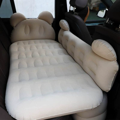 Vehicle-mounted inflatable bed – Inflatable Bed Outdoor Travel Flocked - cartoon-bear-flocking-beige