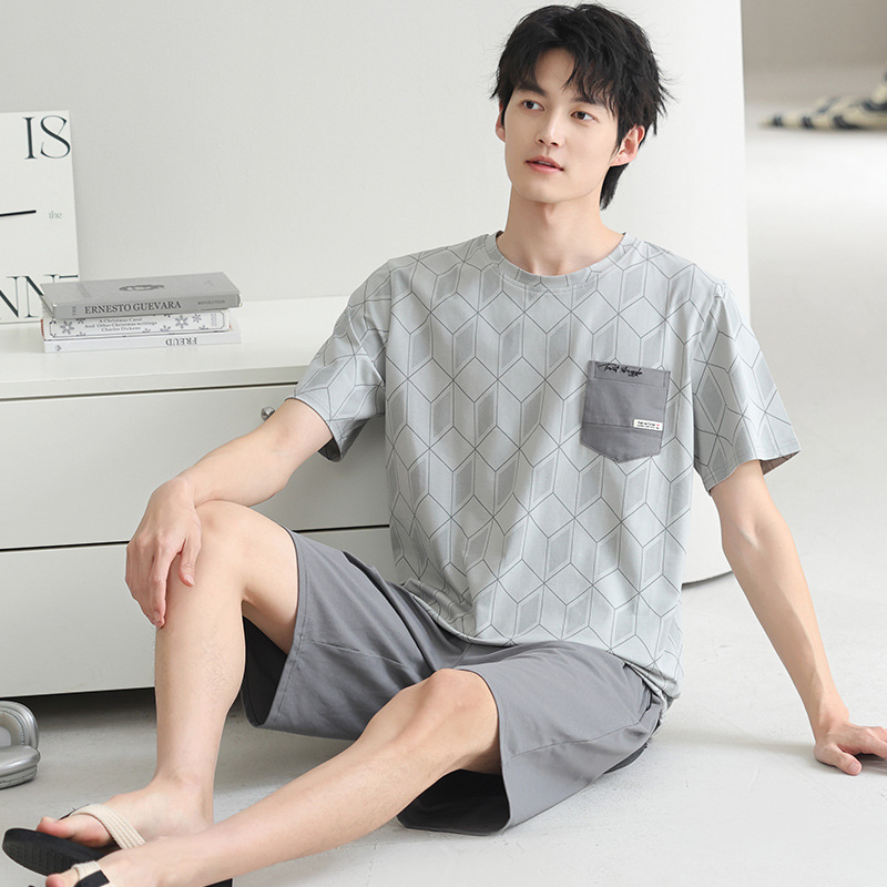 Pijamas modales para hombres verano 2025, nuevo conjunto de ropa casera, mangas cortas, sueltas y grandes, se puede usar fuera.