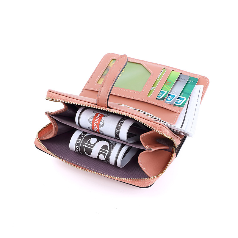 Color sólido corto de las mujeres a juego 2023 verano simple transfronterizo monedero coreano creativo multi-Tarjeta cartera fabricante