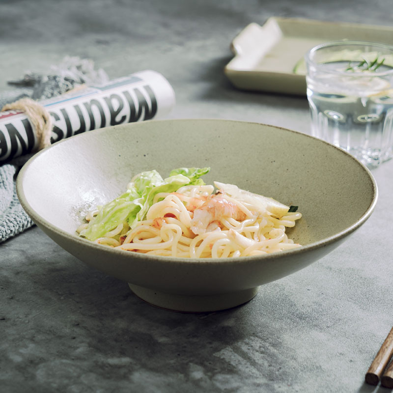 Japanese Style Ceramic Tableware Bucket Bowl Household Single Horn Vegetable Bowl Noodle Bowl Household Noodle Large Creative Bucket Bowl