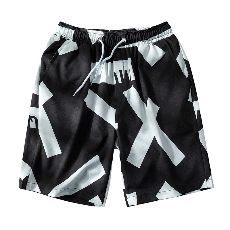 plus Size Men's Summer Breathable Polyester Casual Drawstring Beach Shorts Quick-Dry Geometric Print up to 7XL_voghion.com