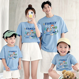 Summer Short-Sleeved Family Clothing for a Family of Three or Four, Family Clothing for Travel, Mother-Daughter Clothing, T-Shirts, Kidsren's Tops