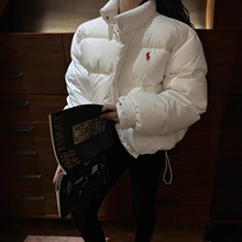 现货RL拉夫polo小马绣花经典款休闲百搭女士高腰短款棉服立领外套