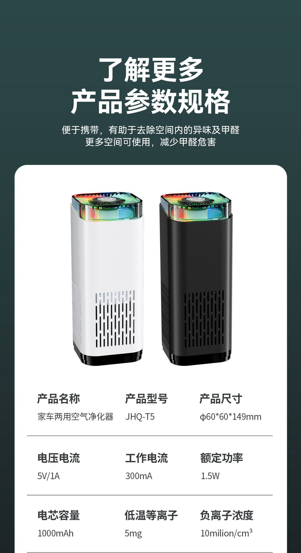 Colorful Car-Mounted Negative Ion Air Purifier, Ozone Purifier, Practical Car Corporate Gift, Custom Logo Printing