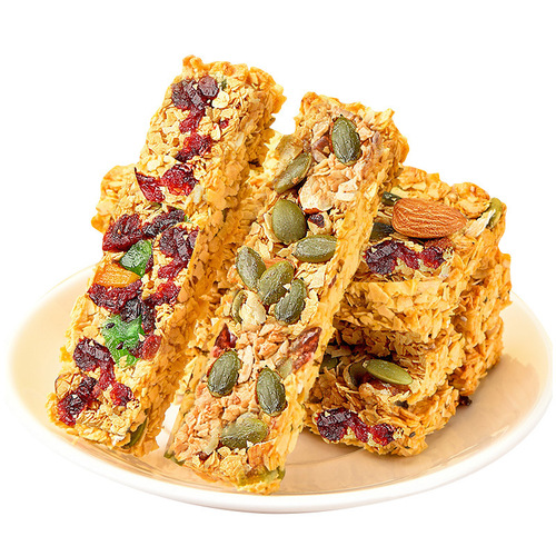 Meal replacement, anti-hunger oatmeal biscuits, cereal protein bars, nuts, oatmeal crisps, full-grain energy bars, fitness snacks