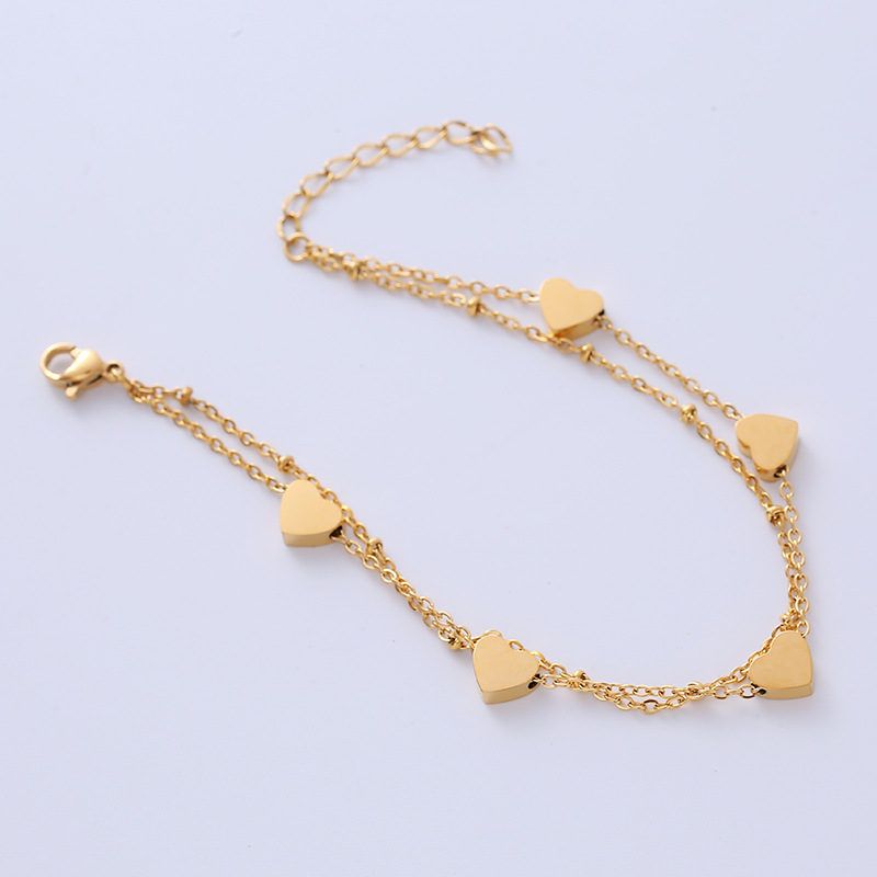 Simple Style Heart Shape Titanium Steel Bracelets Layered Plating Stainless Steel Bracelets