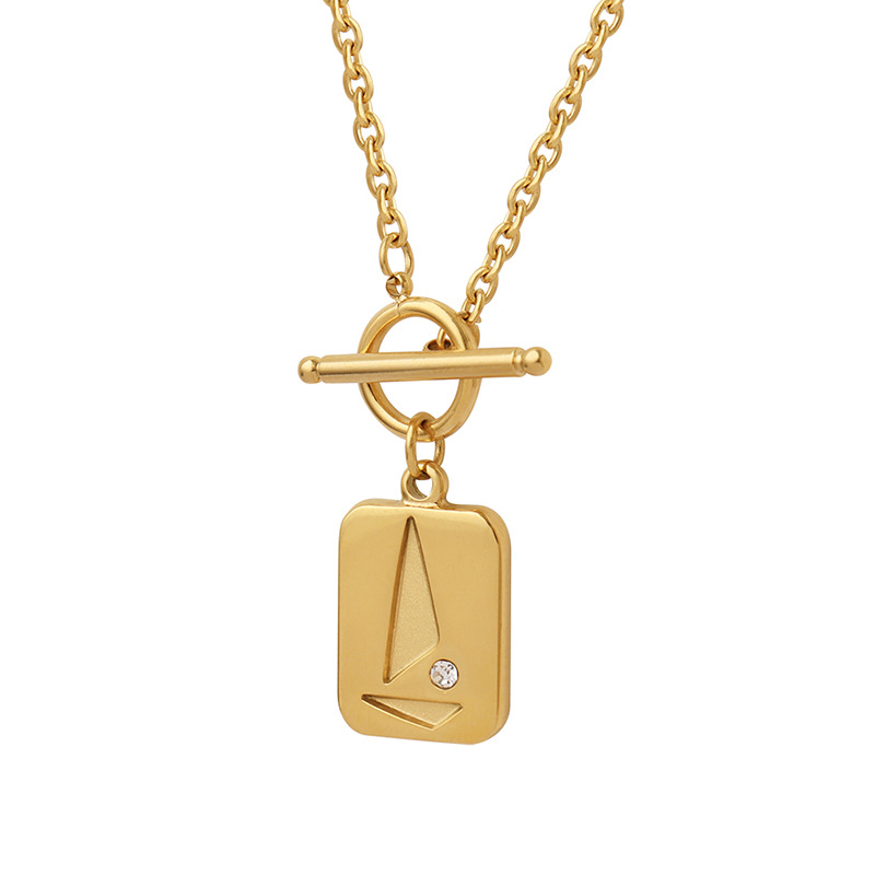 ins wind OT fibbia pendente quadrato triangolare zircone intarsiato collana geometrica titanio acciaio K oro catena clavicola unisex_voghion.com