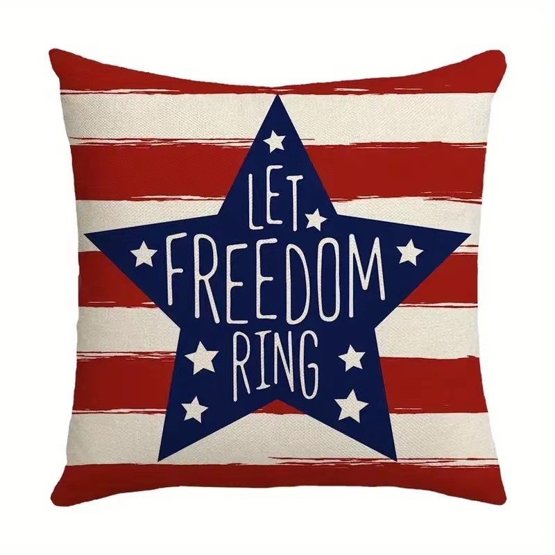 2024 nueva serie de funda de almohada del día de la independencia lino estilo americano funda de almohada cuadrada decoración de atmósfera de vacaciones image 6