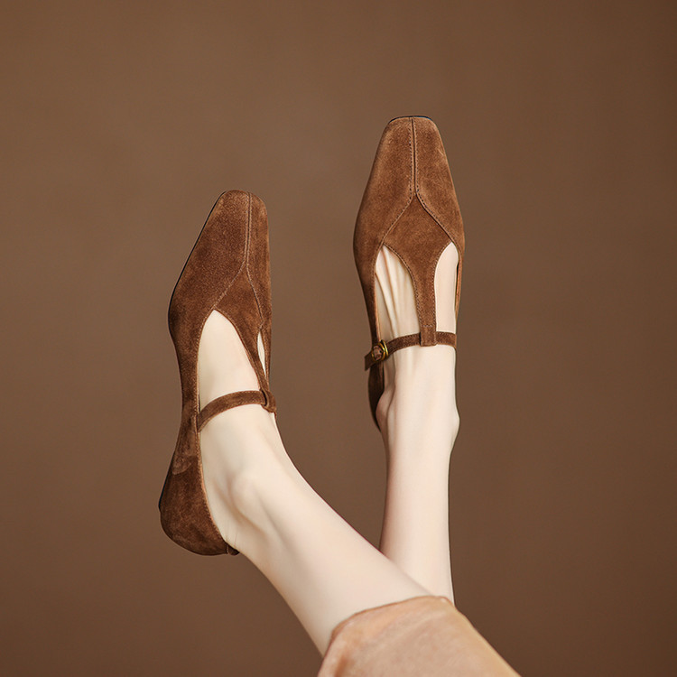 CHIKO Bunny Square Toe Block Heels T-Strap Shoes