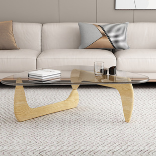 New High-end Glass Coffee Table Living Room Small Apartment Light Luxury Modern American Style Coffee Table Ins Style Simple Creative Coffee Table