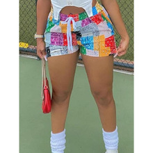 F 35564 Patchwork Print Casual Beach Shorts ƴ��ӡ������ɳ̲