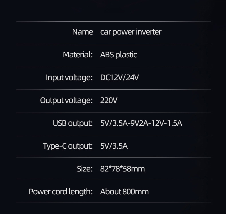 Car Inverter 12V24V to 220V for Cars and Trucks, High-Power Cigarette Lighter Power Converter Charger Extender
