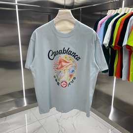 25夏季新品CASA卡萨男士黑色蘑菇花卉印花短袖T恤时尚宽松百搭圆