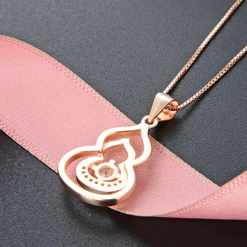 Estilo coreano simple clavícula CADENA DE Calabaza collar s925 plata esterlina simple diseño Fu Lu diamante-incrustado suéter cadena colgante para mujeres