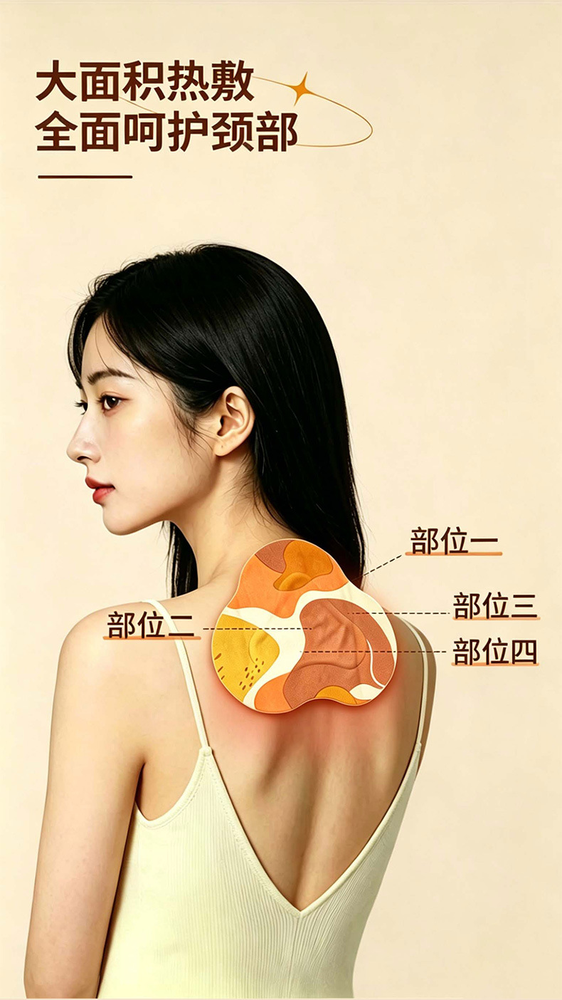 Guizhi Fangfeng Neck Shoulder Warming Herbal Heat Patch with Mugwort 5 Patches Per Box in use
