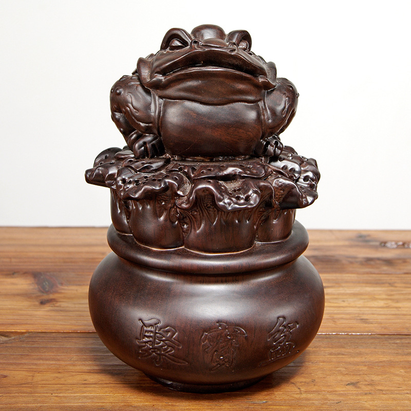 黑檀木雕金蟾摆件实木雕刻招财金蝉红木质家居客厅装饰店铺工艺品