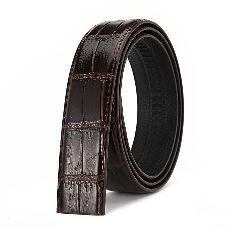 Headless Crocodile Pattern Men's Belt Genuine Leather Without A Head, Automatic Buckle Belt, High-end Cow Belt, Trendy Business Belt_voghion.com