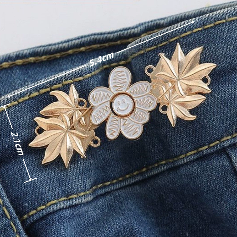 Nail-Free Removable Waist Buckle Pair, Flat-Bottom Seamless Buttons for Pants & Skirts, Assorted Designs