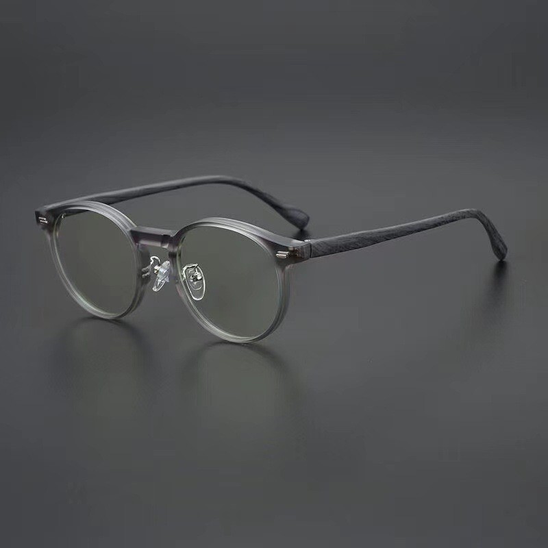 New Retro Glasses Frame Wood Grain Flat Mirror with Myopia Anti-blue Light K-style Japanese Style Fashion Round Frame Trendy Tortoiseshell for Men and Women