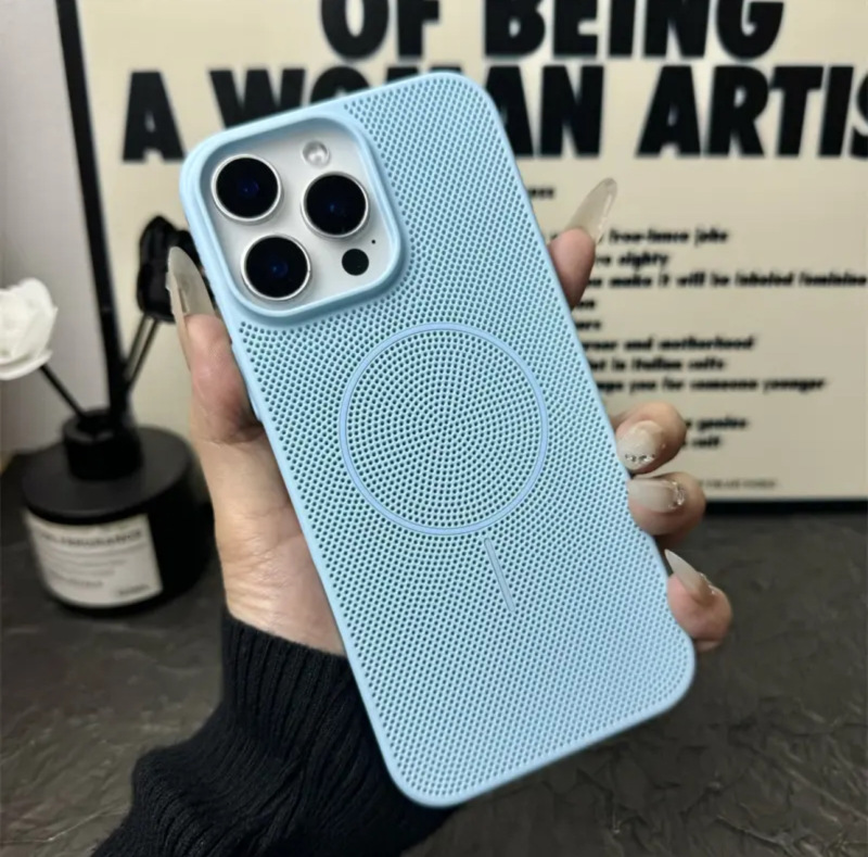 夏の目の穴の通気性の放熱はリンゴの16promaxの細い輪の磁気吸引の携帯の箱のiPhone15の全包みの14を適用します。|undefined