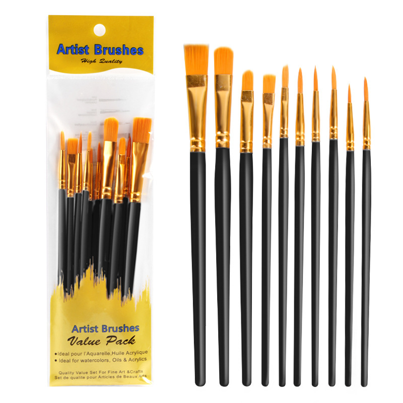 アマゾン10本の油絵ペンセットプラスチック棒美術画水彩水粉絵画ブラシブラシセット|undefined