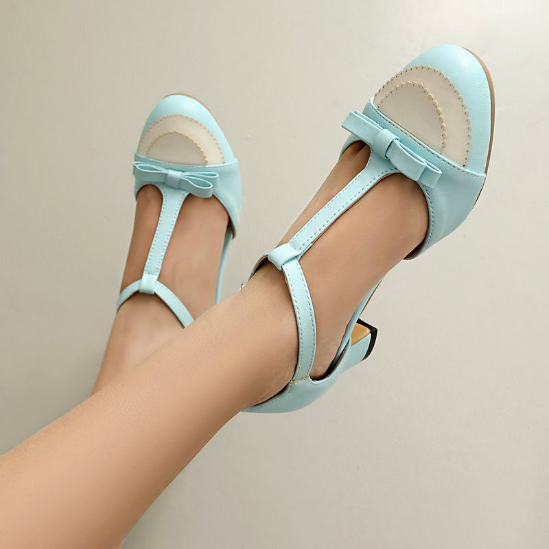 Baotou Sandals Summer New Women's Sandals Cute Bow Thick Heel High Heel One-Line Strap Mary Jane Women's High Heels