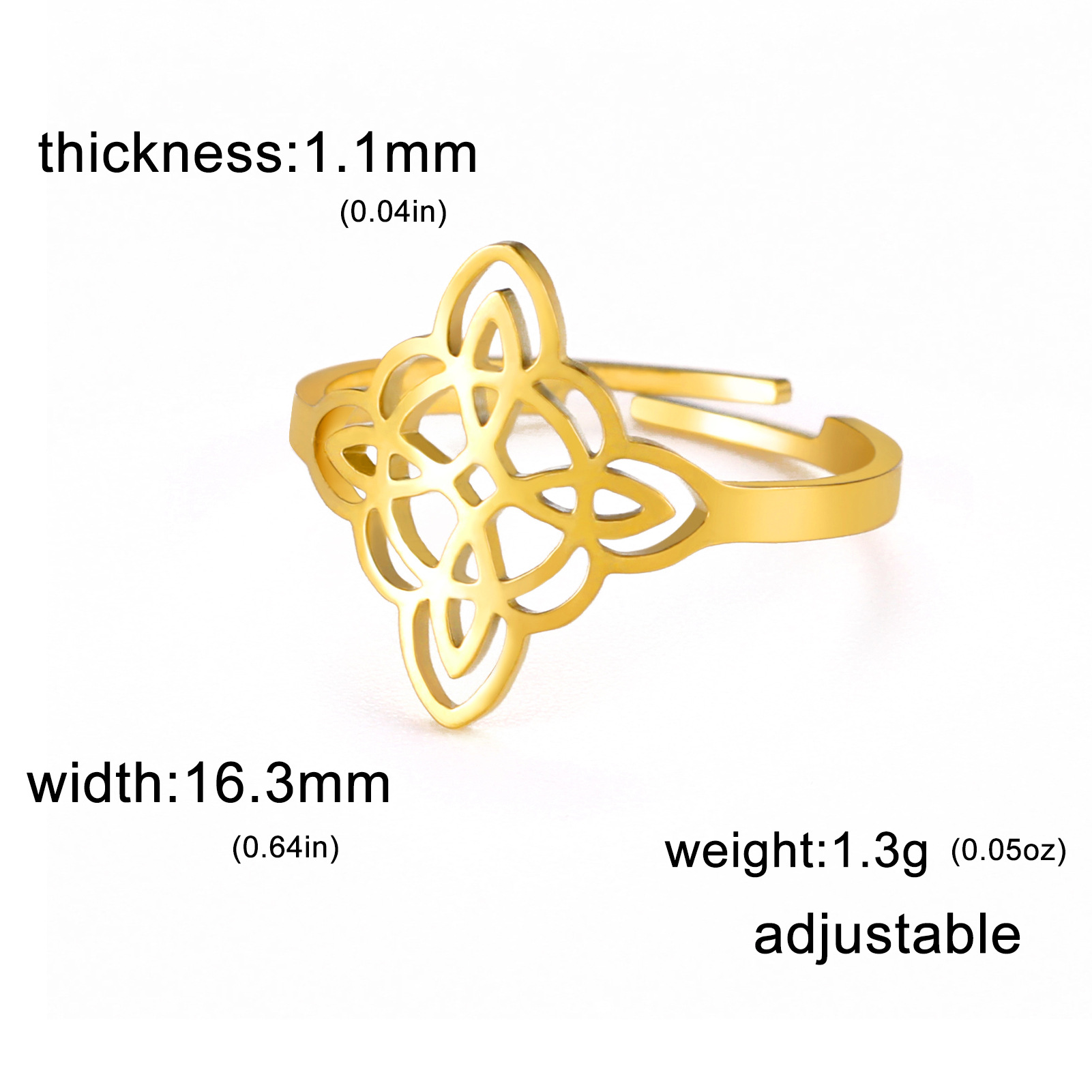 3g Weight Wholesale Jewelry Simple Style Witches Knot Solid Color 304 Stainless Steel Plating Rings