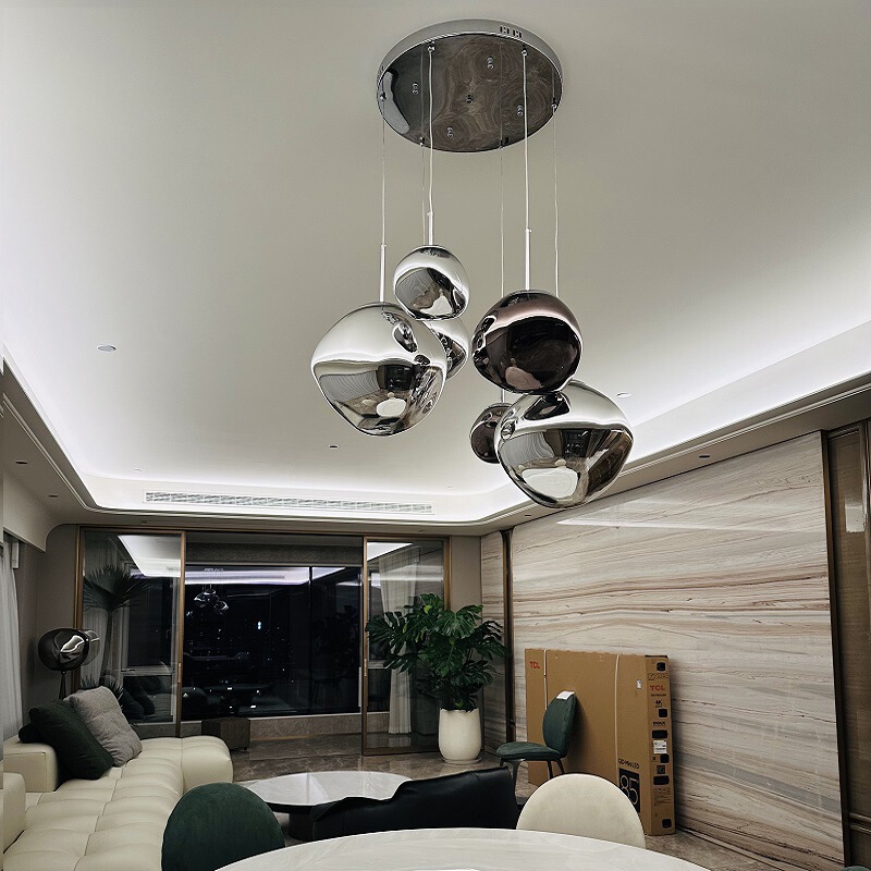 Duplex Loft Lava Chandelier, Large Villa Open-Stairwell Chandelier, Minimalist Italian-Style Light Luxury Dining Room Lava Chandelier