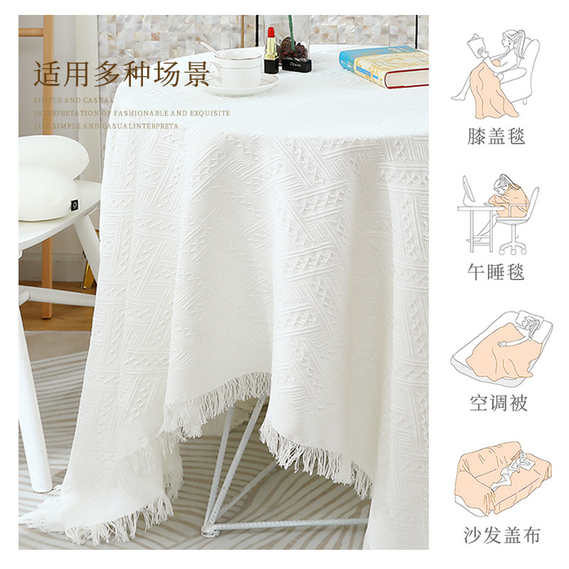 Francés ins estilo mantel de encaje blanco de punto cuadrado mantel vintage mesa de café mesa de comedor cubierta de tela mantel de escritorio de lujo ligero